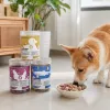 Three-can set of pet freeze-dried snacks: duck meat, pear, chicken, purple sweet potato, salmon chunks. Sealed plastic cans. Customized freeze-dried wholesale of pet snacks details Picture